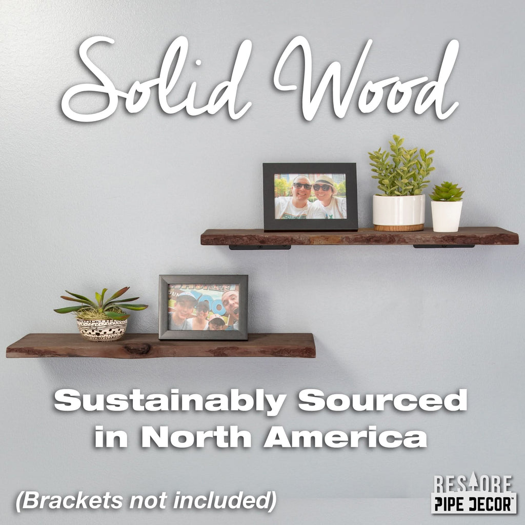 RESTORE Trail Brown 24 in. Live Edge Wood Shelf (Wood Only)