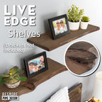 RESTORE Trail Brown 24 in. Live Edge Wood Shelf (Wood Only)