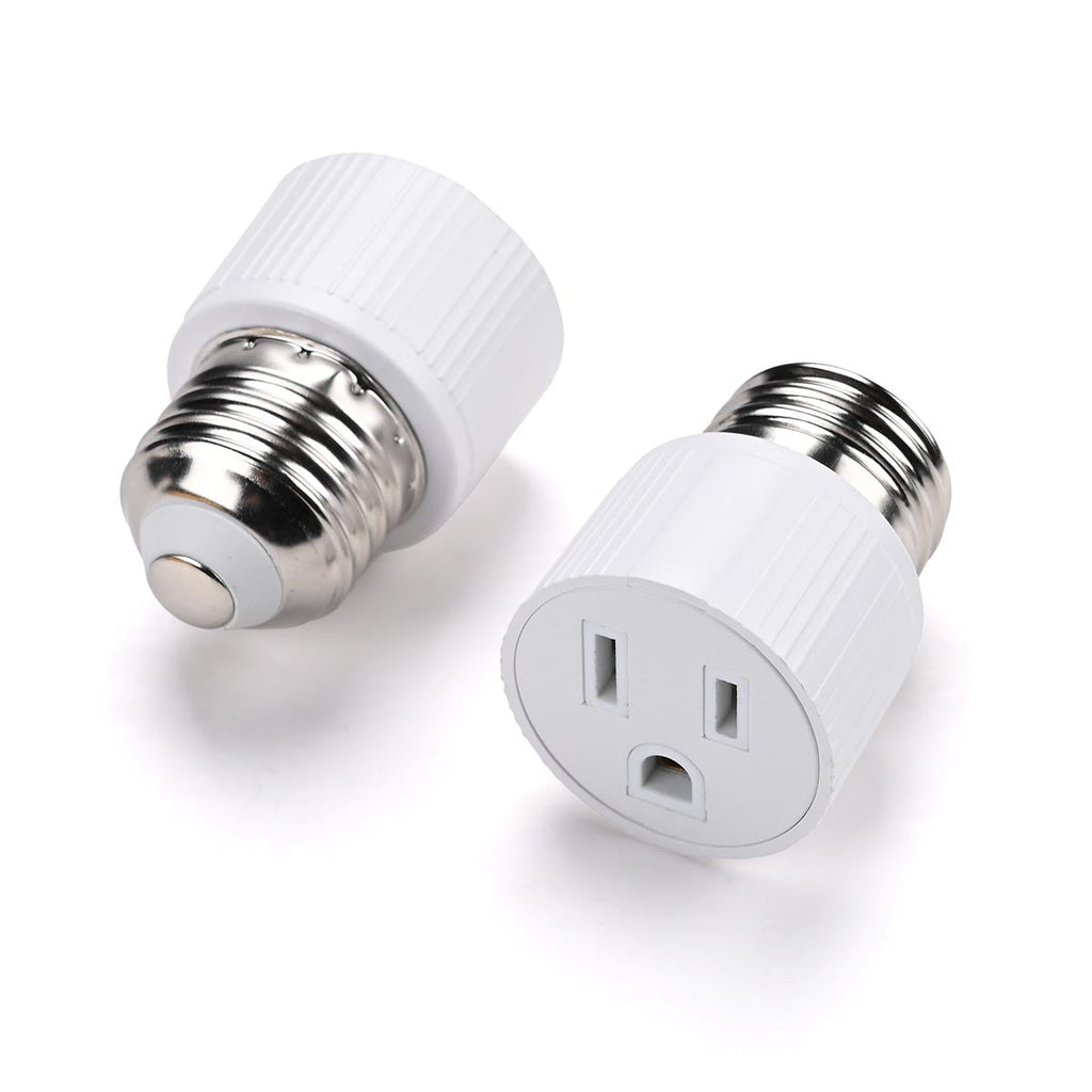 Yescom Light Bulb Plug Adapter Convert E26/E27 to 2/3-Prong Outlet 2ct/pk