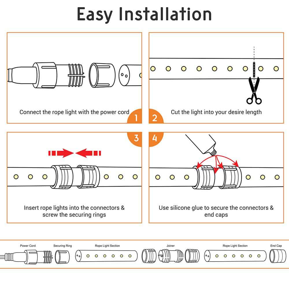 Yescom 150ft Blue LED Rope Light Outdoor for Deck