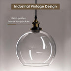 Yescom Pendant Light Glass Globe Shade 9 4/5 in Vintage Classic Clear