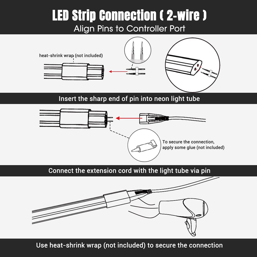 Yescom 110V LED Controller & RF Remote for Neon Rope Light 2700K