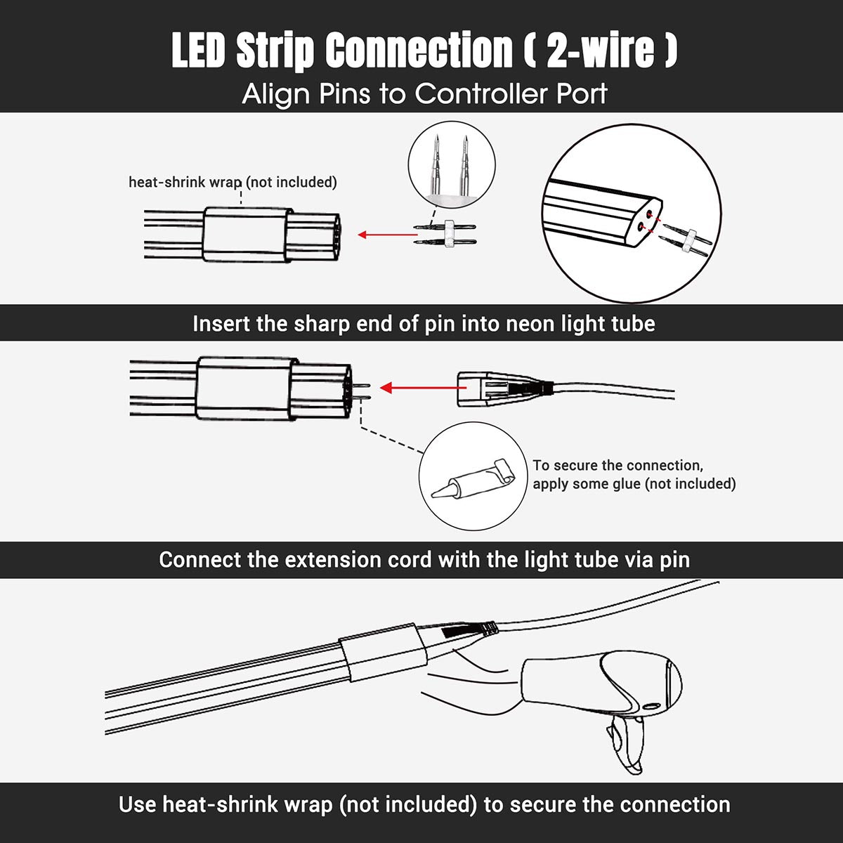 Yescom 110V LED Controller & RF Remote for Neon Rope Light 2700K