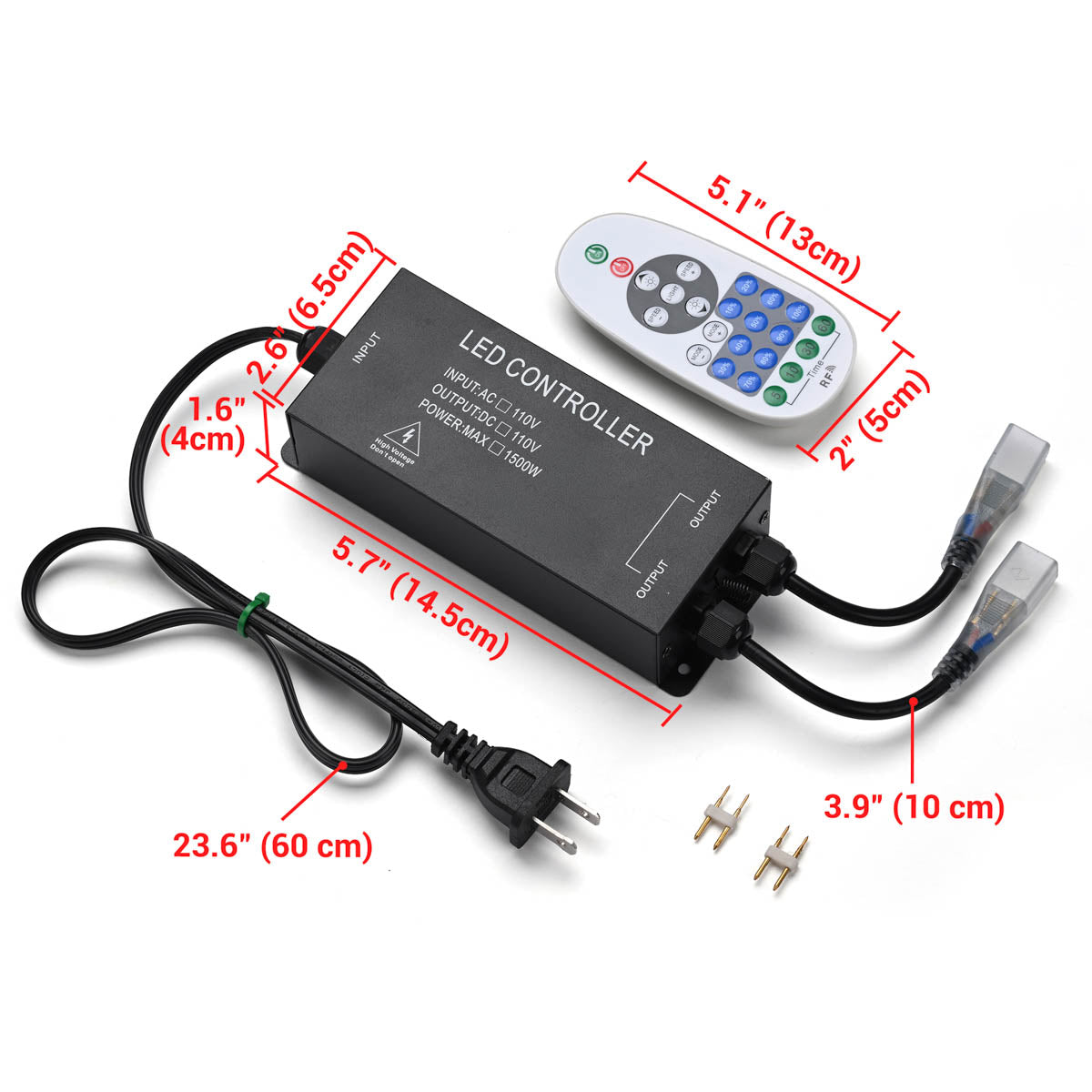 Yescom 110V LED Controller & RF Remote for Neon Rope Light 2700K