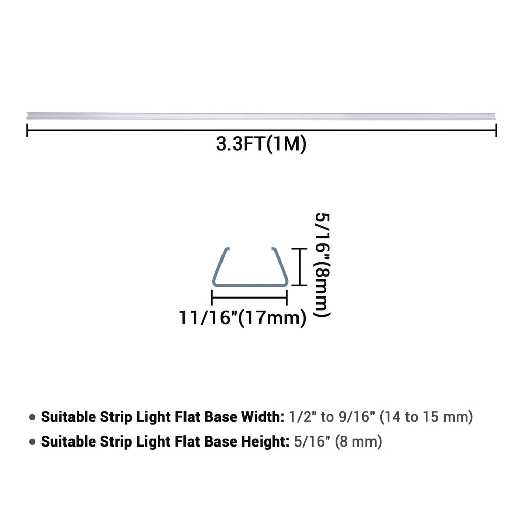 Yescom 3ft 9/16in. Plastic U-Channels Set(5) - For 2700K Neon Rope Lights