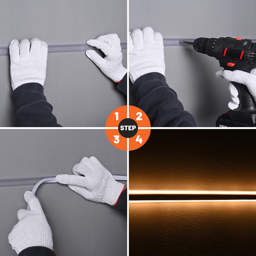 Yescom 3ft 9/16in. Plastic U-Channels Set(5) - For 2700K Neon Rope Lights