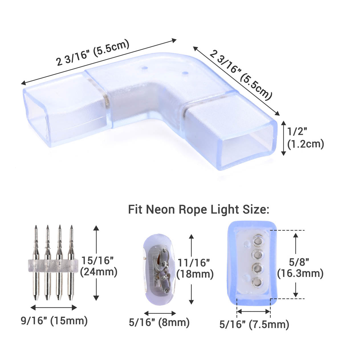 Yescom LED Neon Splice Kit 4-Wire Connectors & Pins 10-Set 18x8mm