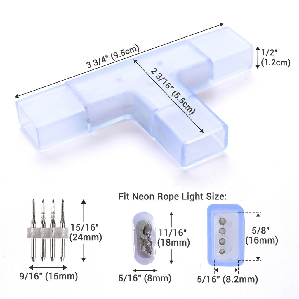 Yescom LED Neon Splice Kit 4-Wire Connectors & Pins 10-Set 18x8mm