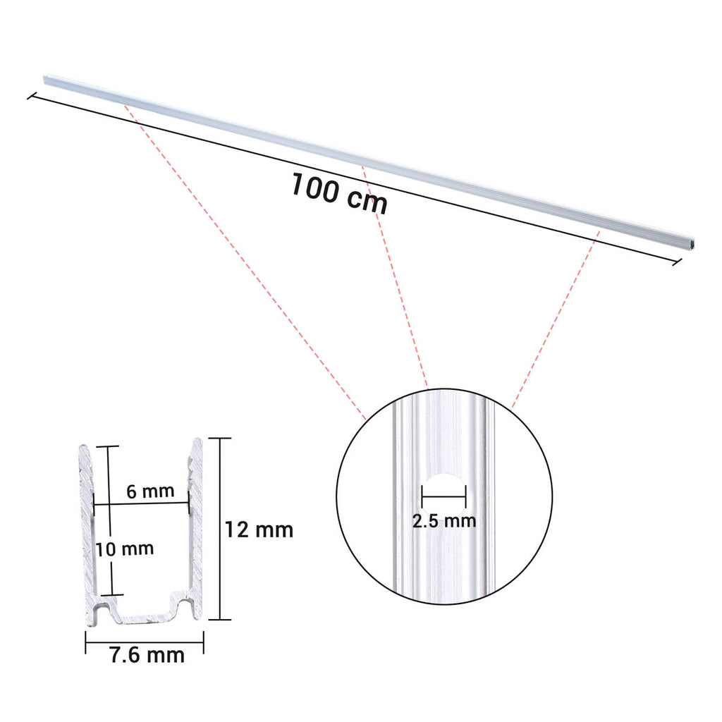 Yescom Aluminium LED Channel Track 6x10mm for 2700K Neon Rope Light