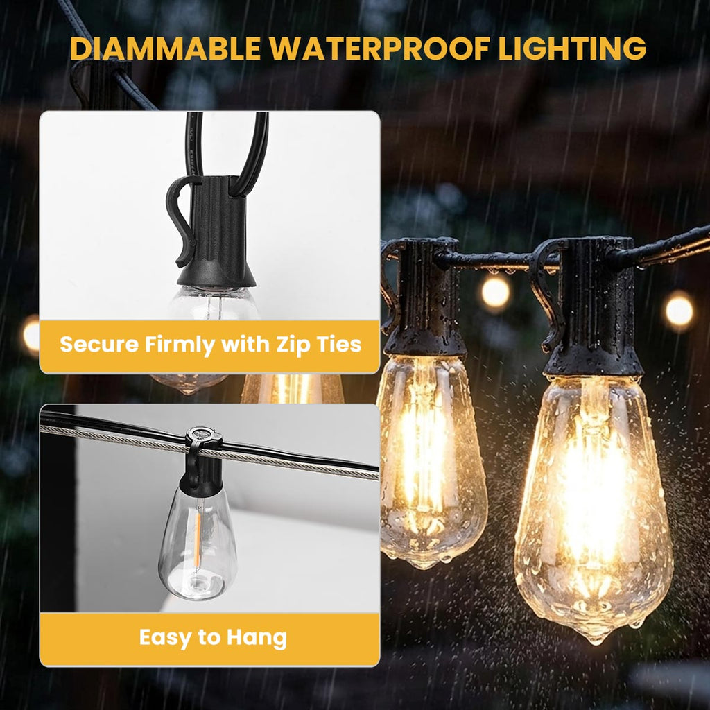Yescom 120V Commercial String Lights ST38-Bulb 2700K 200ft - (4x)50ft