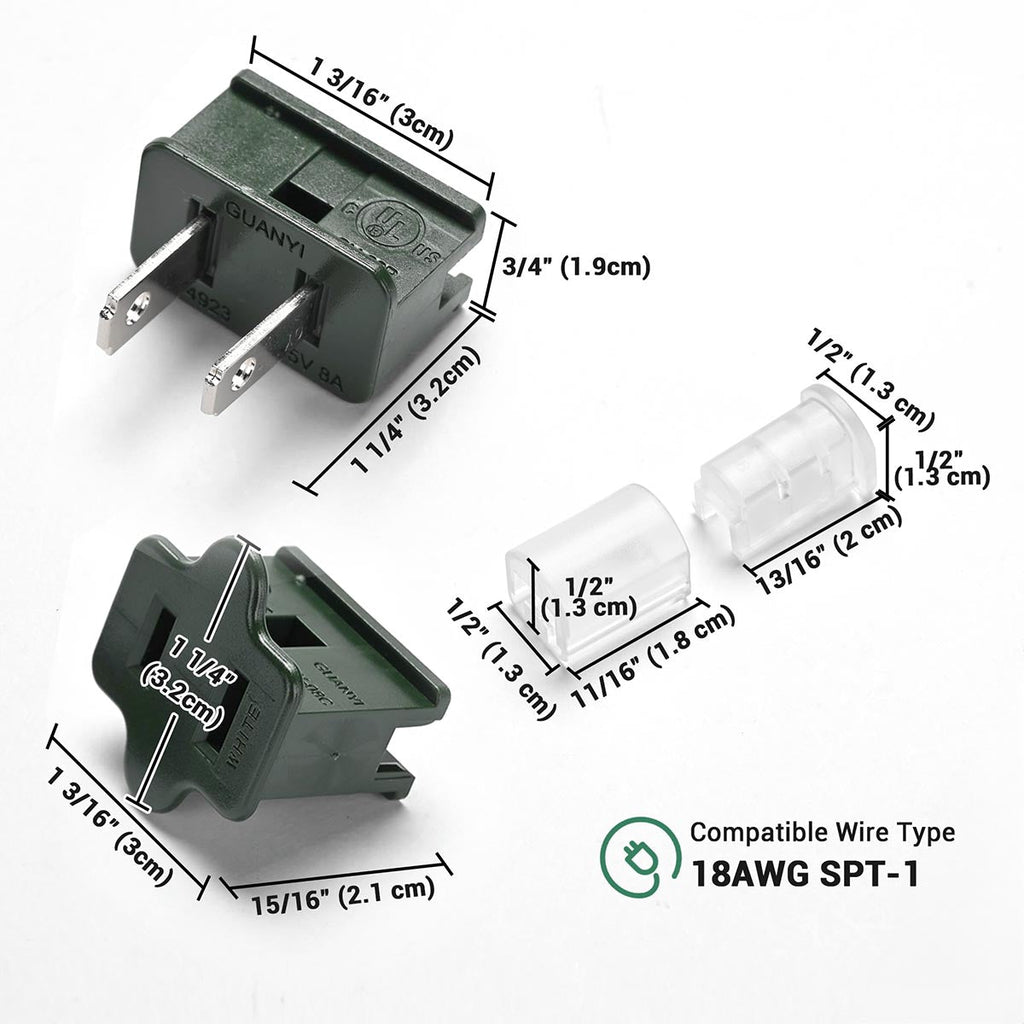 Yescom Christmas Light Connectors Vampire Plug (Male, Female Plug, End Cap) SPT-1