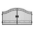 12x8 ft Dual Swing Driveway Steel Gate