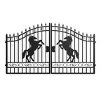 12x8 ft Dual Swing Driveway Steel Gate