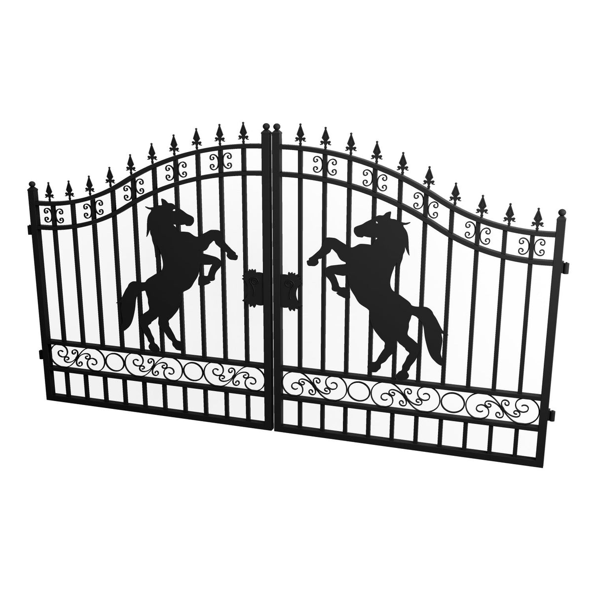 12x8 ft Dual Swing Driveway Steel Gate