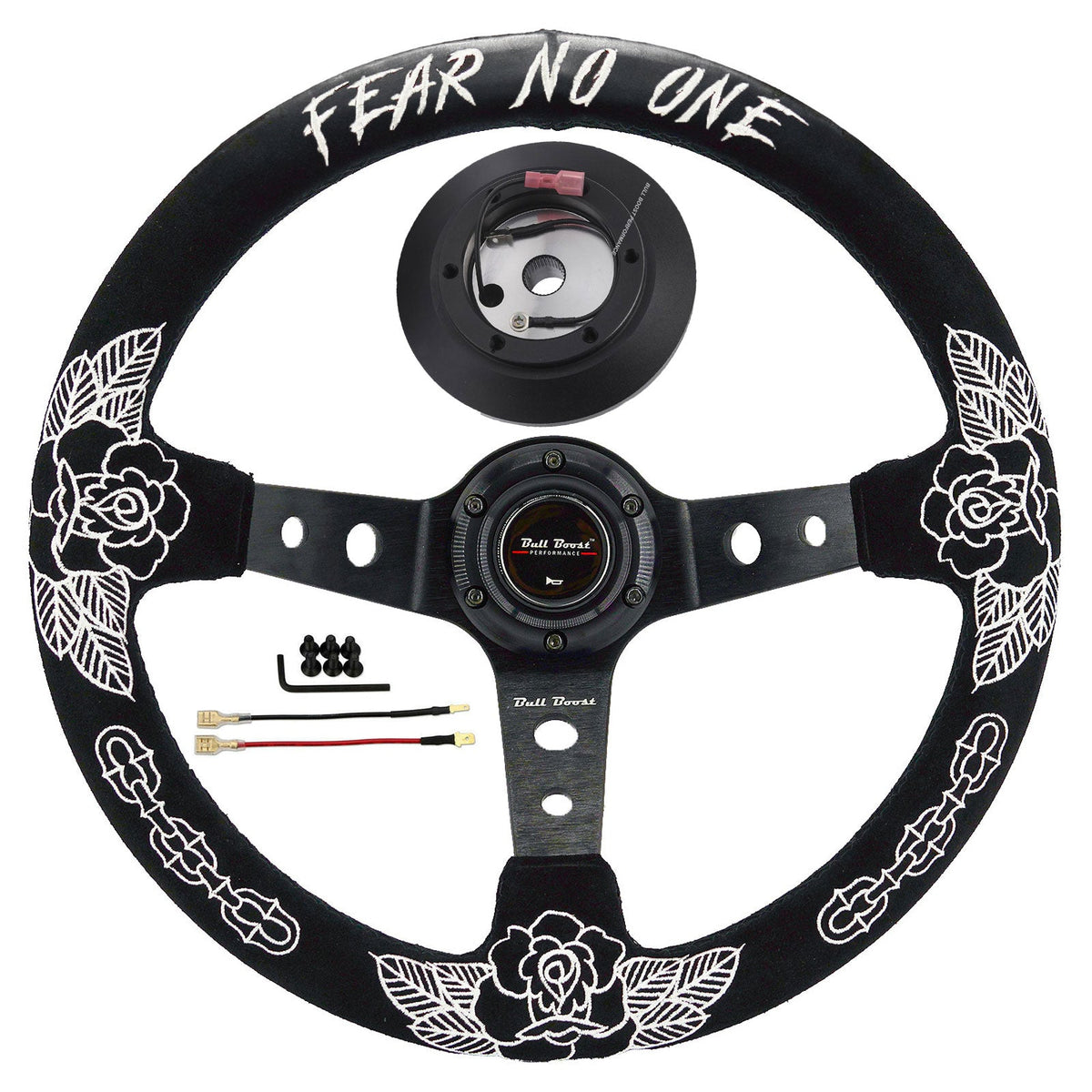 BW Rose Deep Dish Steering Wheel + Short Hub Adapter Kit For Honda Acura