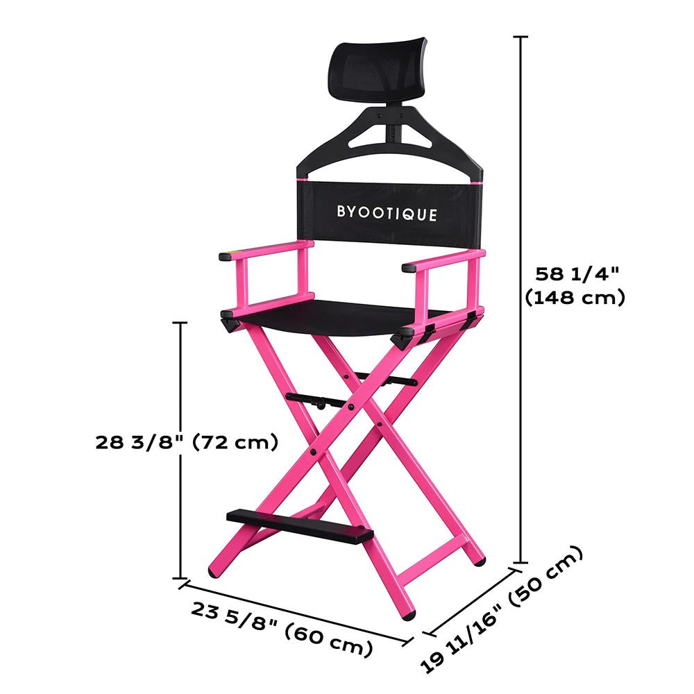 Byootique Makeup Directors Chair 28in.Tall Highback with Headrest Options