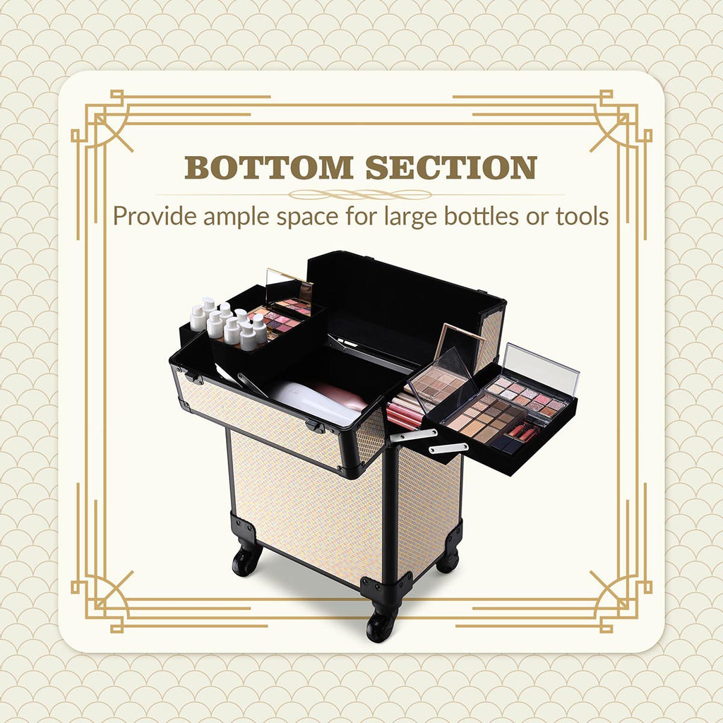 Byootique Art Deco Cosmetology Rolling Case Makeup Case