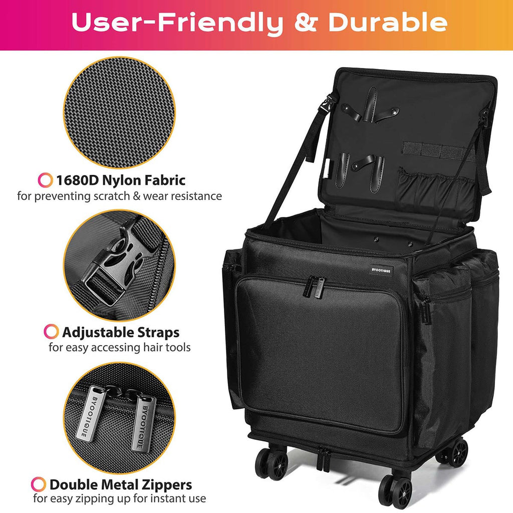 Byootique Hairdresser Suitcase on Wheels for Hairstylist Makeup Artist
