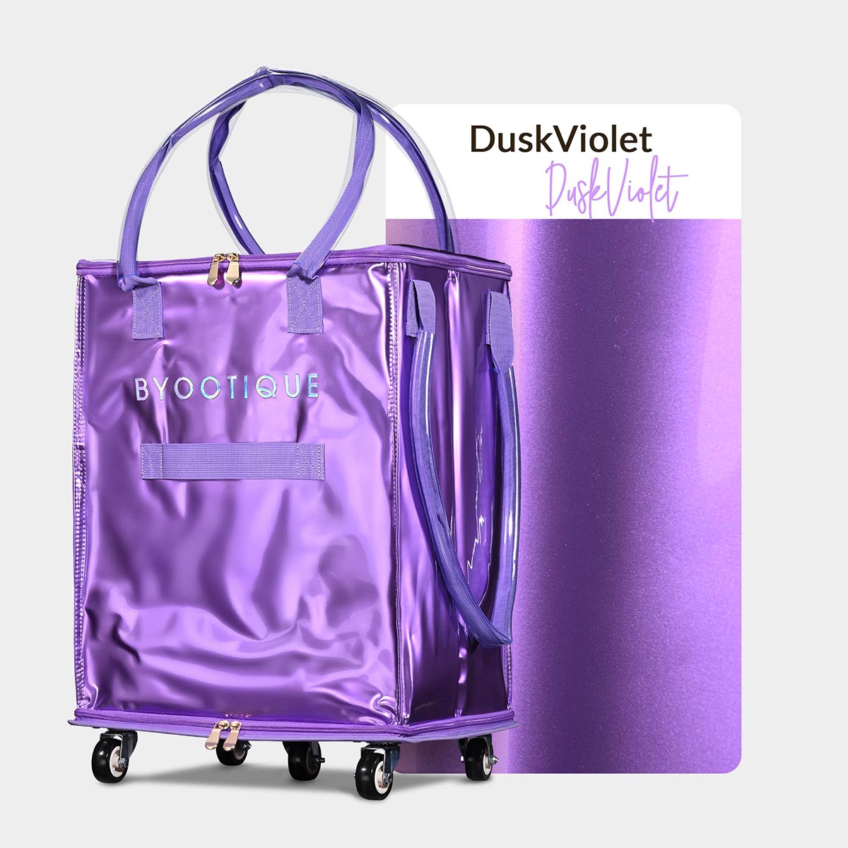 Byootique Shopper Bag with (5)Wheels & (3)Handles Rolling Grocery Tote