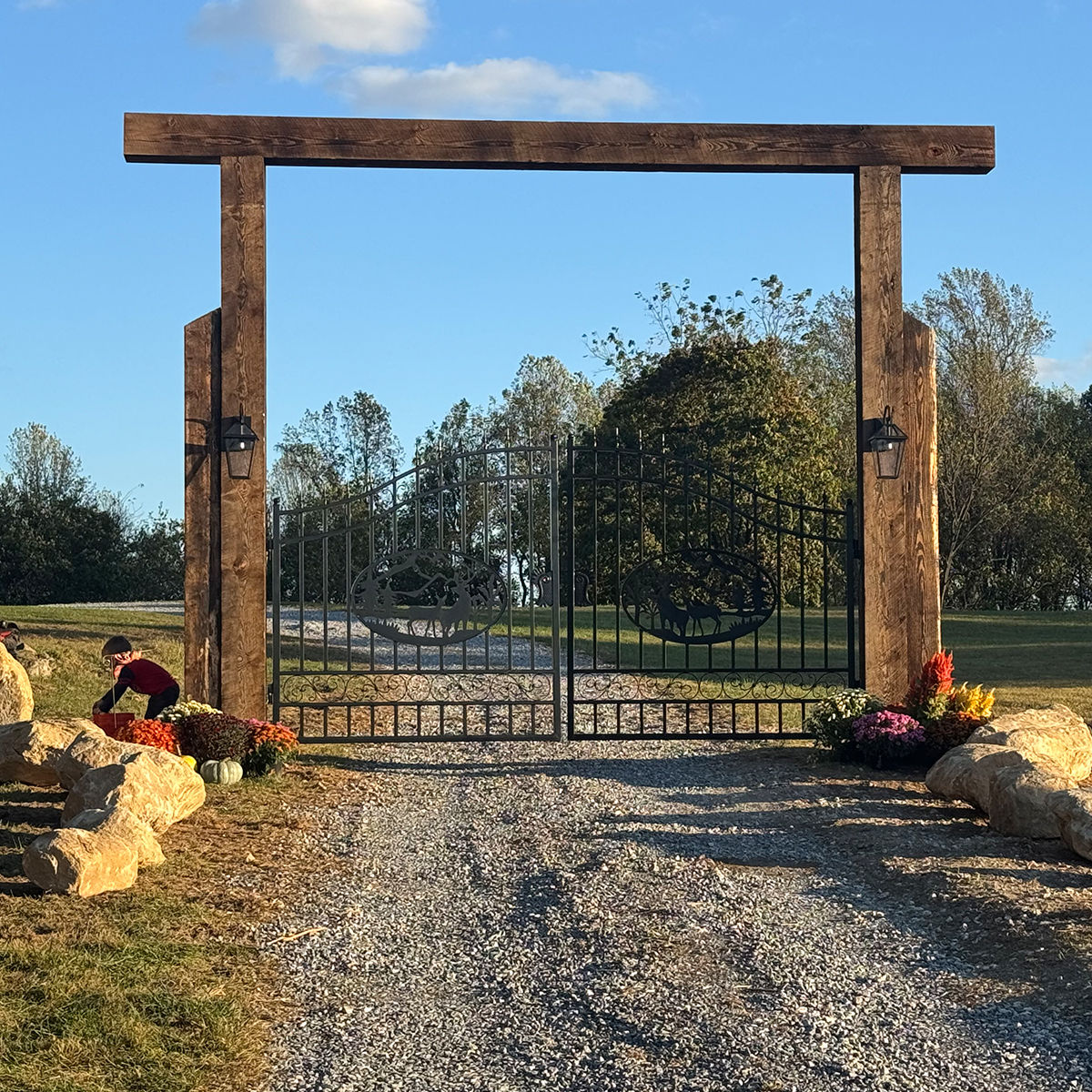 14x8 ft Steel Dual Swing Driveway Gate