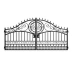 14x8 ft Steel Dual Swing Driveway Gate-European Style