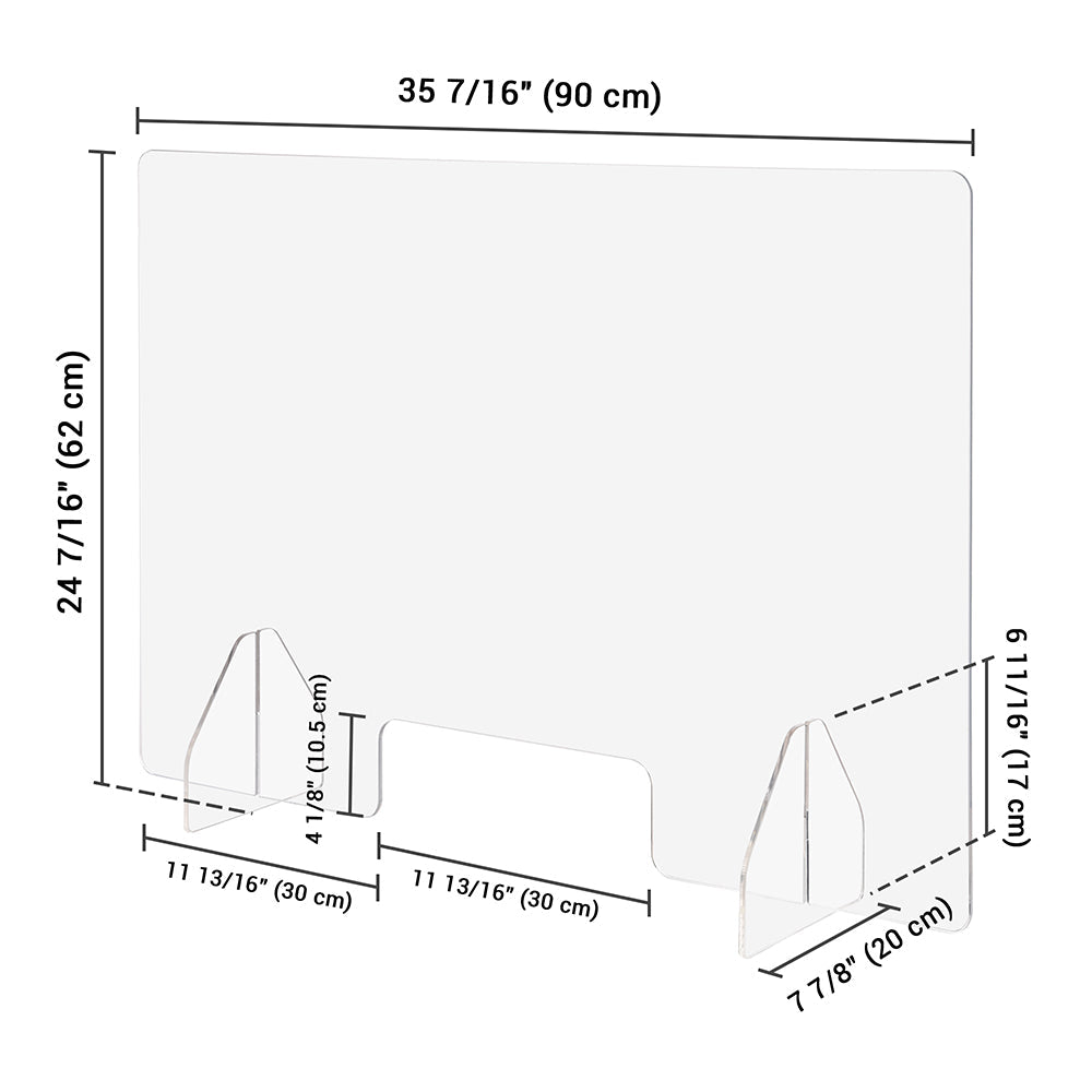 Yescom Sneeze Guards with Window Acrylic Desk Partitions 36x24" 3-Pack