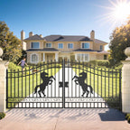 16x7 ft Steel Dual Swing Driveway Gate with Horse Pattern