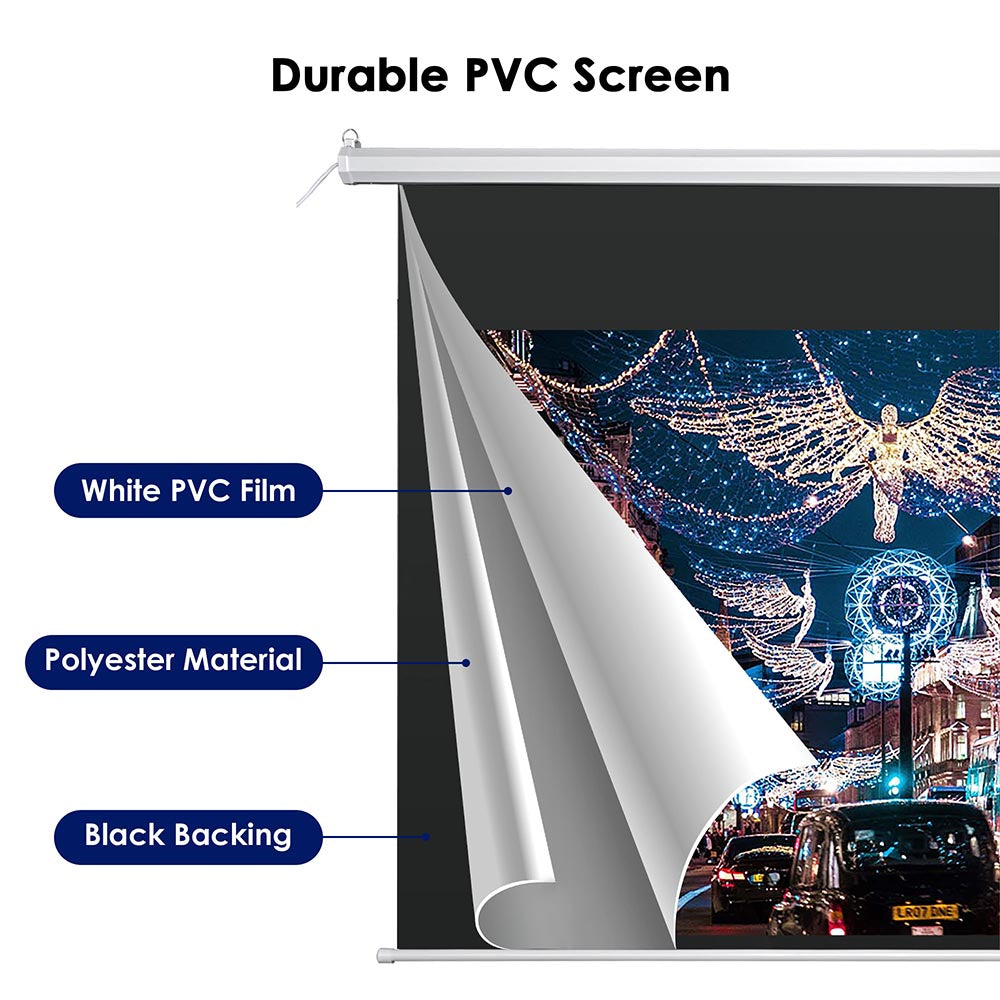 InstaHibit Retractable Electric Projection Screen 92" 16:9 Ceiling Mounted