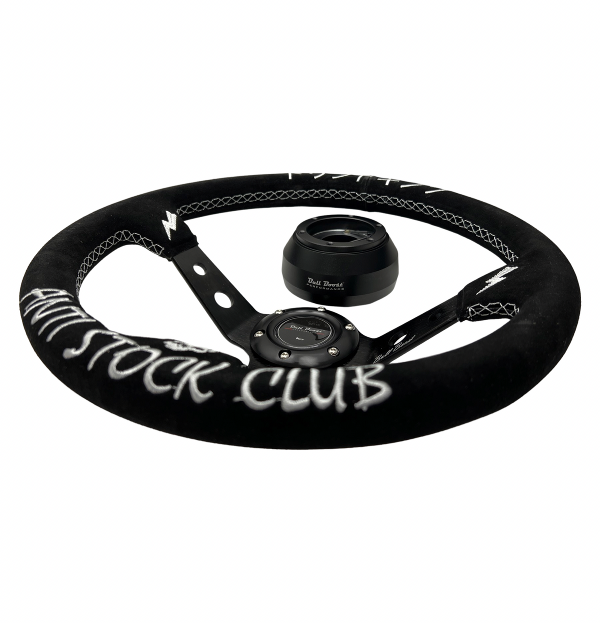 Suede Deep Dish Steering Wheel + Short Hub Adapter Kit For Cadillac Corvette Suburban Neon