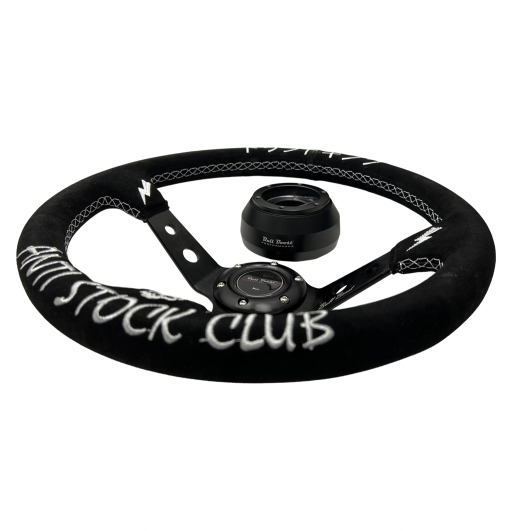 Suede Deep Dish Steering Wheel + Short Hub Adapter Boss Kit For Subaru BRZ FRS tC xB xD