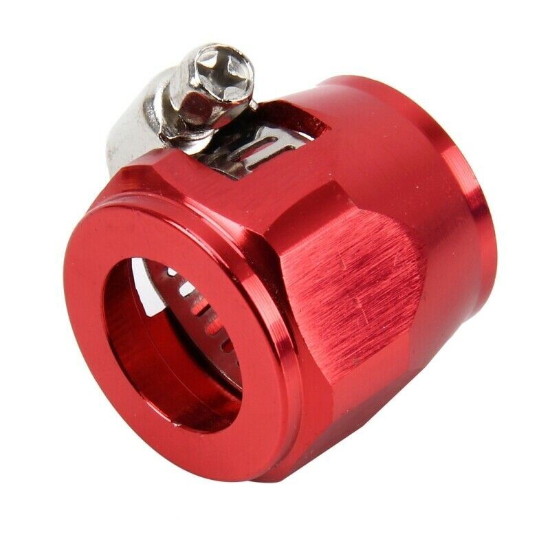 (2-PACK) AN8 AN-8 PUSH ON HOSE END COVER CLAMP  RED ALUMINUM ANODIZED FITTING