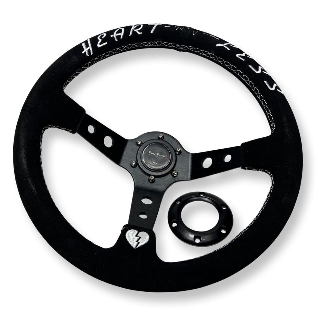 3"DEEP DISH 6-BOLT STEERING WHEEL BLACK SUEDE FOR Dodge GM Buick Chevy Vehicles