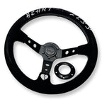 3"DEEP DISH 6-BOLT STEERING WHEEL BLACK SUEDE FOR Dodge GM Buick Chevy Vehicles