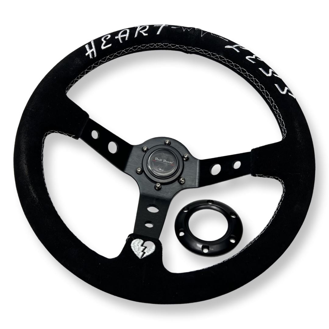 3"DEEP DISH 6-BOLT STEERING WHEEL BLACK SUEDE FOR Dodge GM Buick Chevy Vehicles