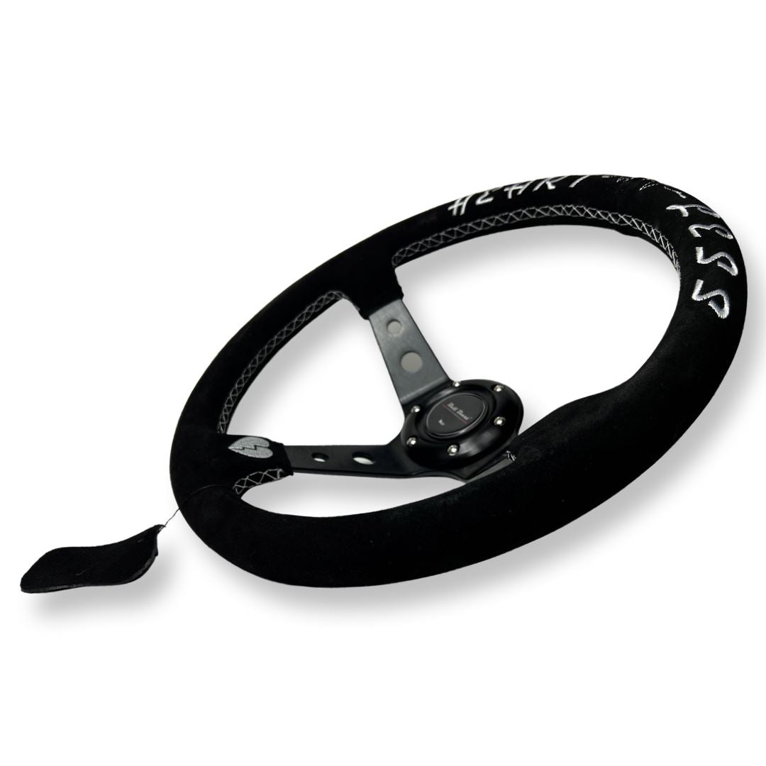 3"DEEP DISH 6-BOLT STEERING WHEEL BLACK SUEDE FOR Dodge GM Buick Chevy Vehicles