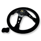 3"DEEP DISH 6-BOLT STEERING WHEEL BLACK SUEDE FOR Dodge GM Buick Chevy Vehicles
