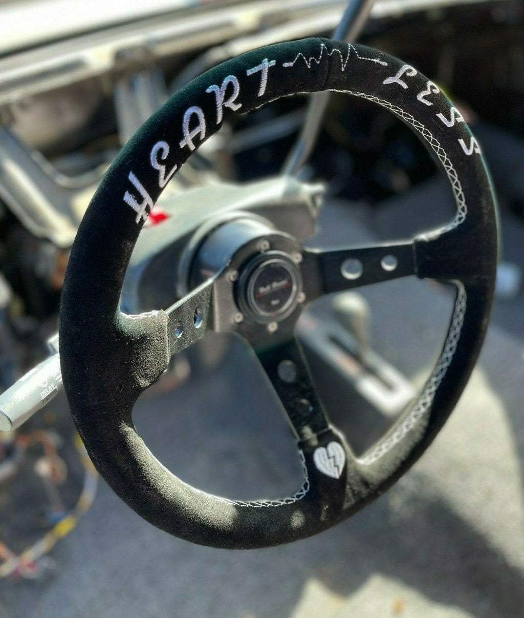 3"DEEP DISH 6-BOLT STEERING WHEEL BLACK SUEDE FOR Dodge GM Buick Chevy Vehicles