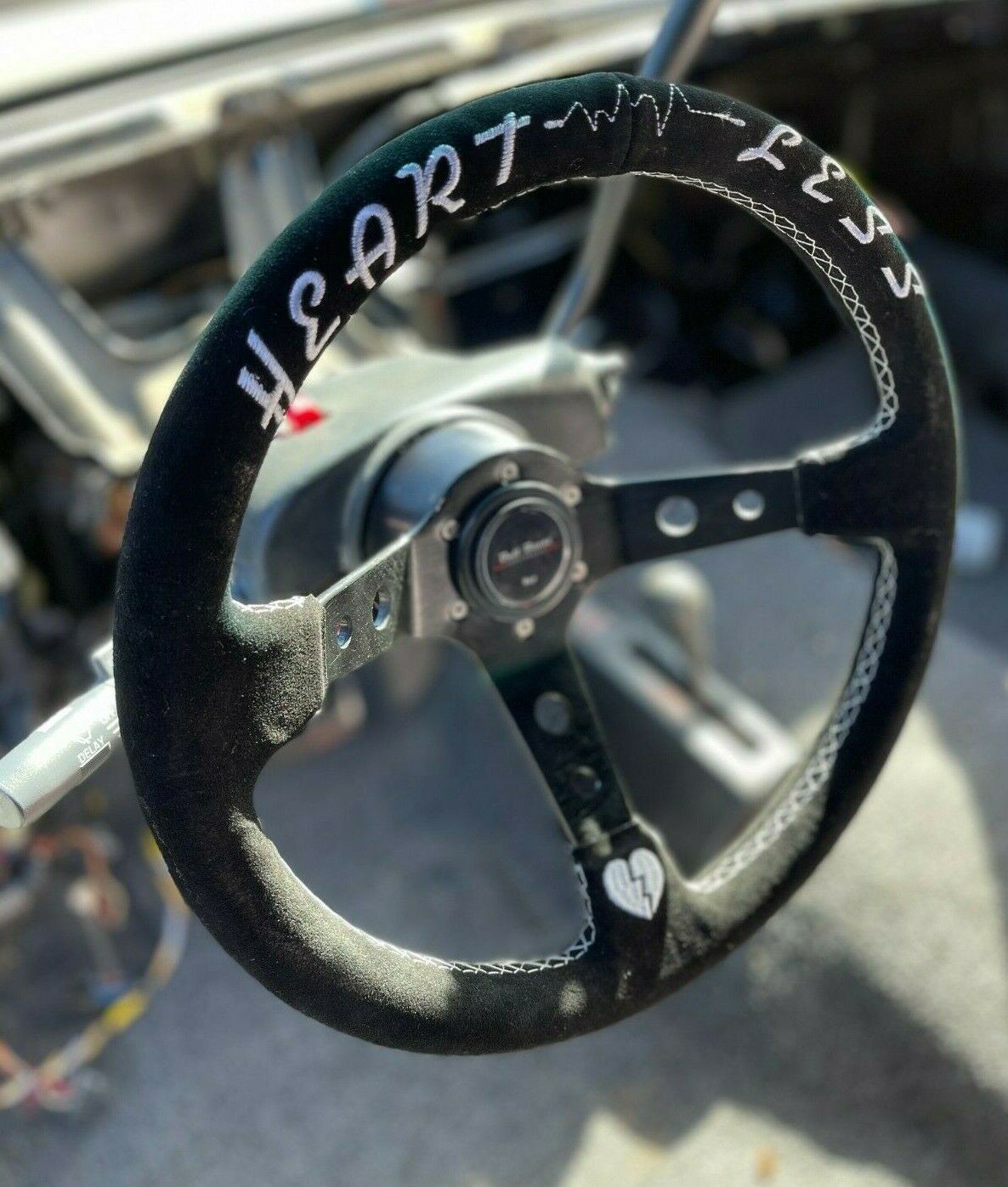 3"DEEP DISH 6-BOLT STEERING WHEEL BLACK SUEDE FOR Dodge GM Buick Chevy Vehicles