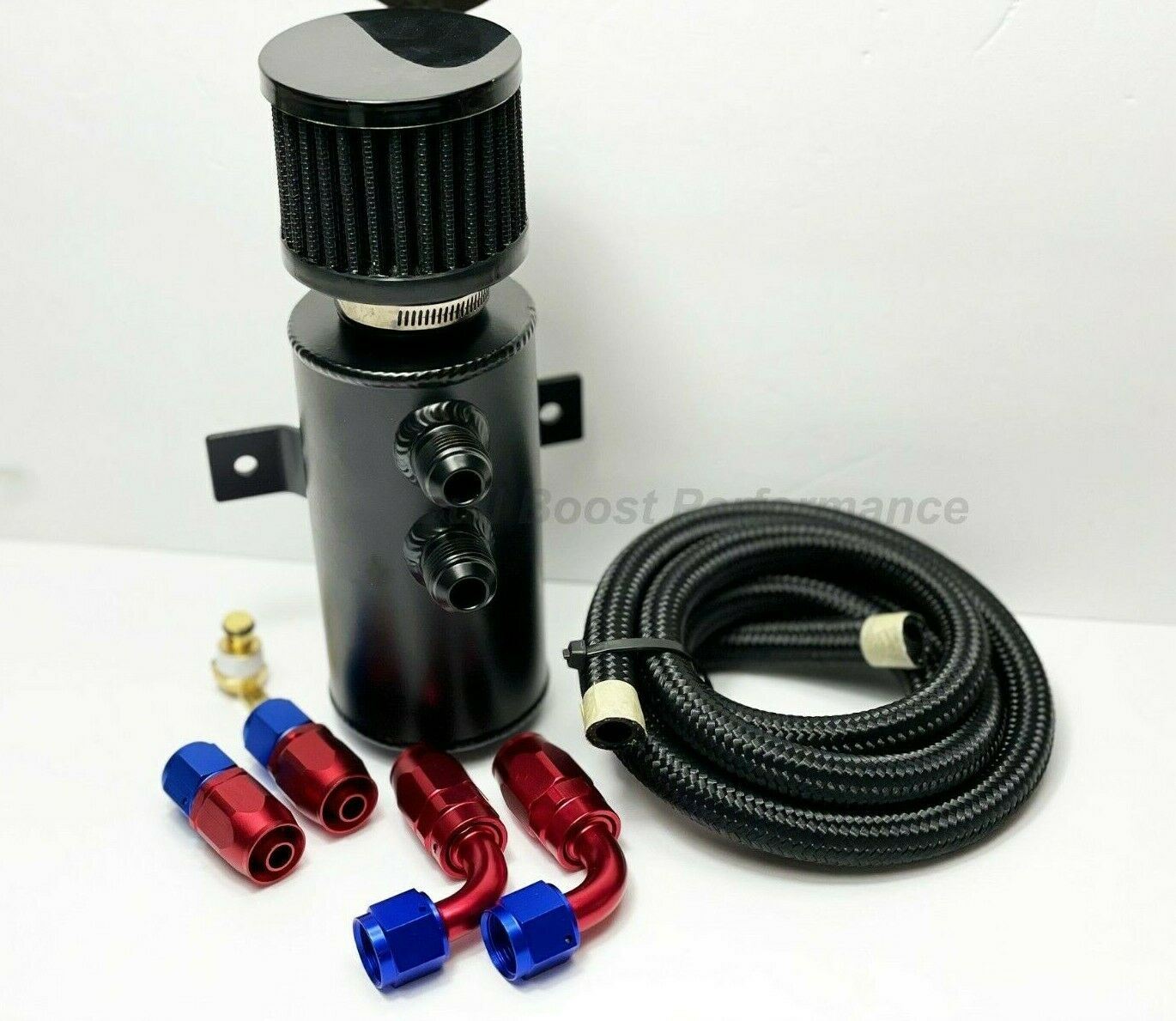 Quick Vent Oil Catch Can Hoses & Fittings Kit K Series K20 K24 10AN Red/Black