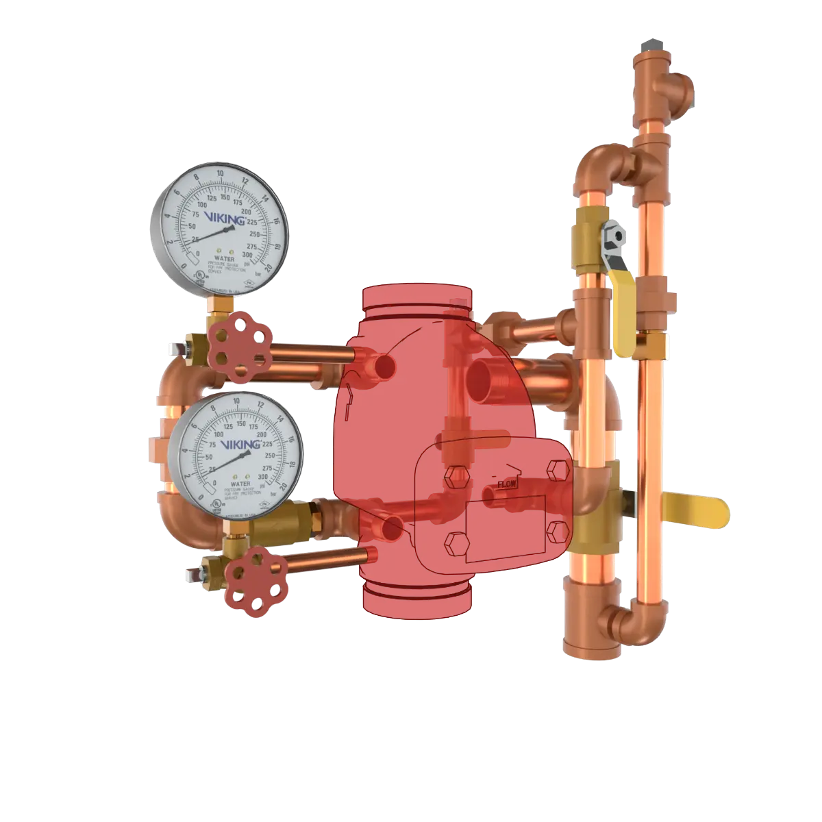 Viking Trim Alarm Vertical J-1 Valve — Brass or Galvanized (Multiple Sizes)