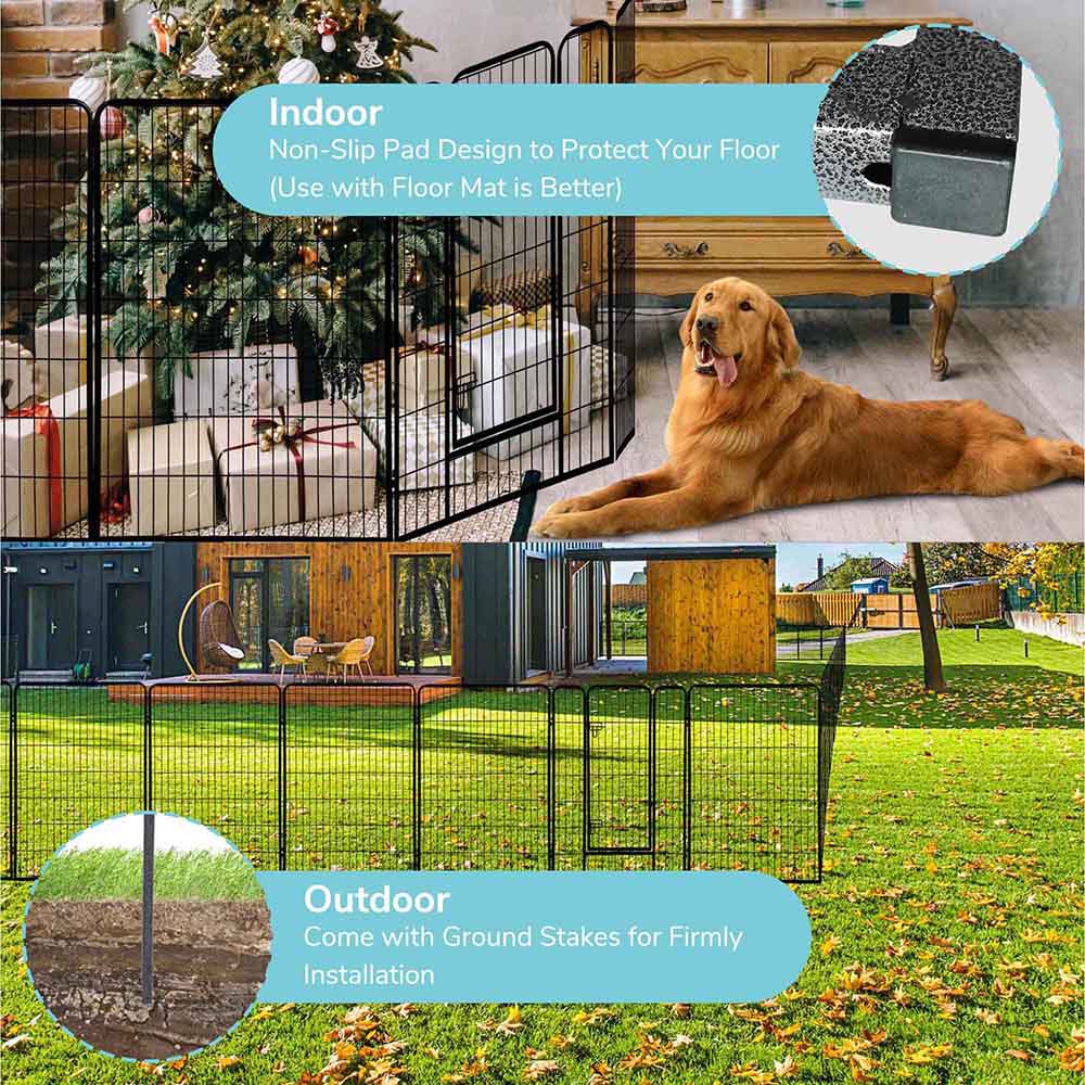 Yescom Heavy Duty Dog Playpen 48" Tall 8-Panel Puppy Pen Metal