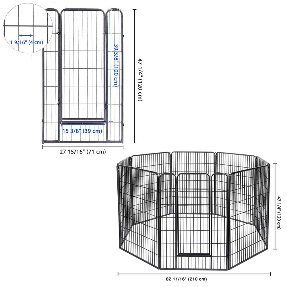 Yescom Heavy Duty Dog Playpen 48" Tall 8-Panel Puppy Pen Metal