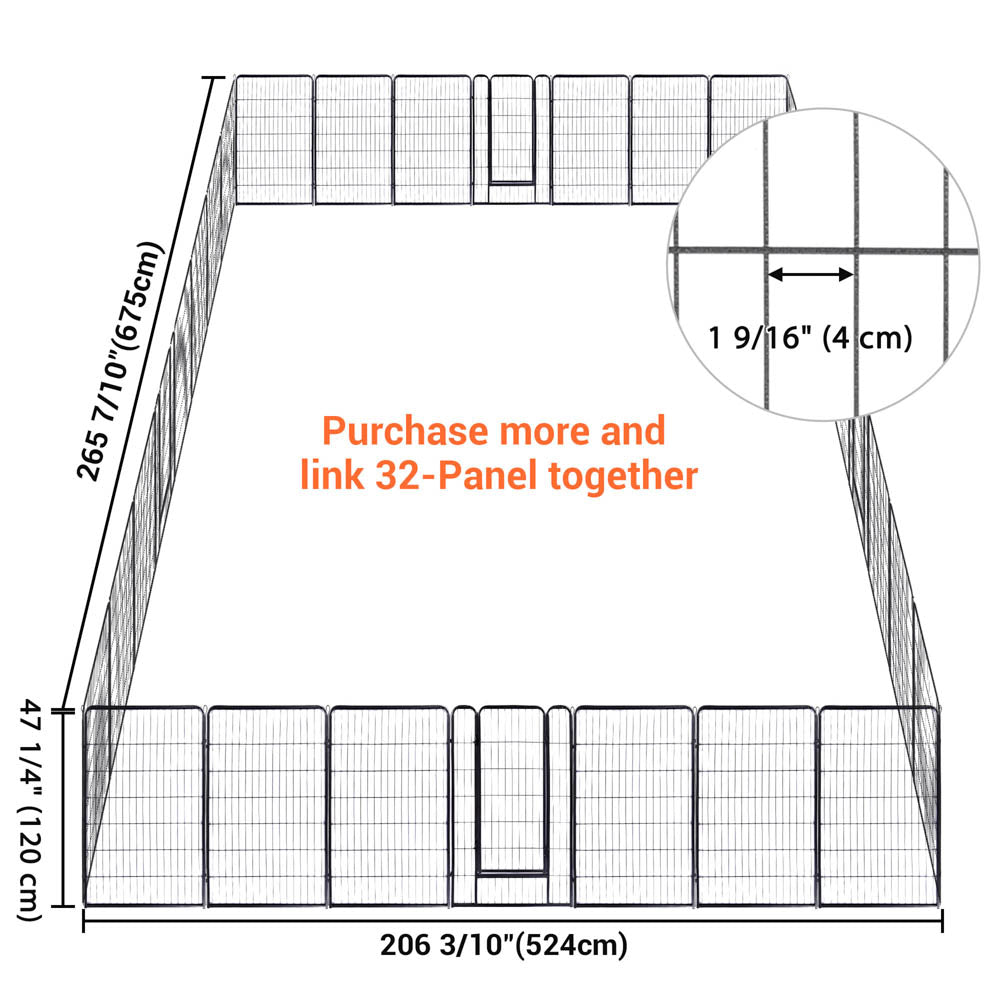 Yescom Heavy Duty Dog Playpen 48" Tall 32-Panel Puppy Pen Metal