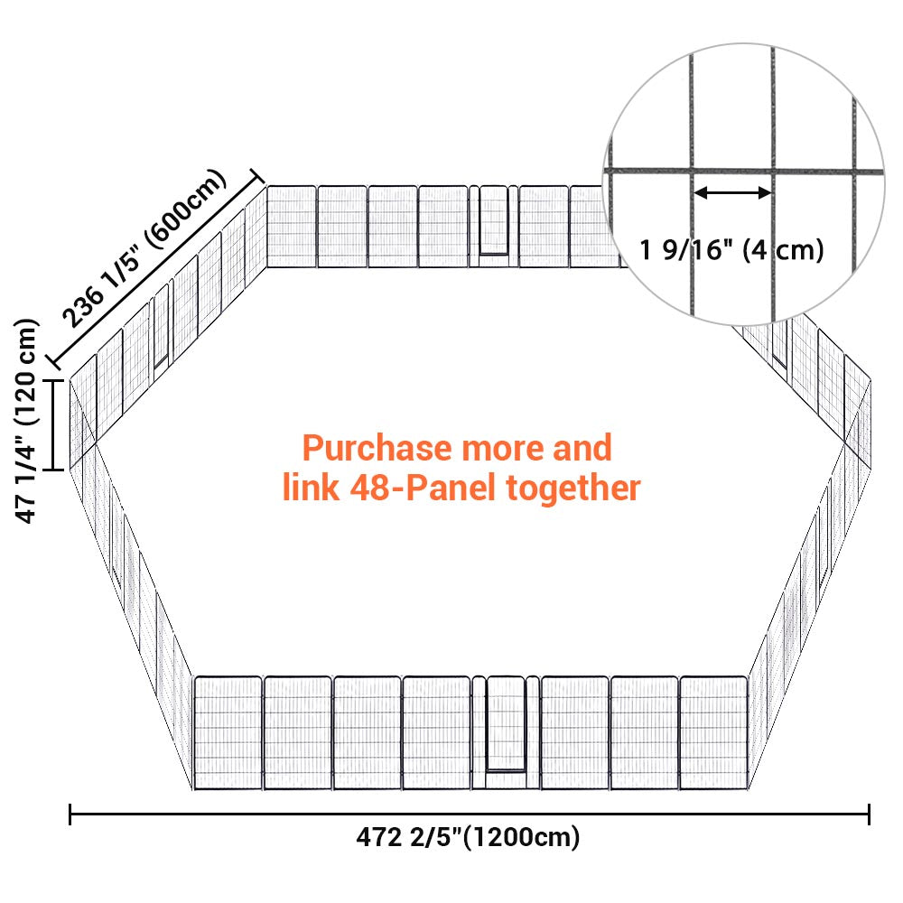 Yescom Heavy Duty Dog Playpen 48" Tall 32-Panel Puppy Pen Metal