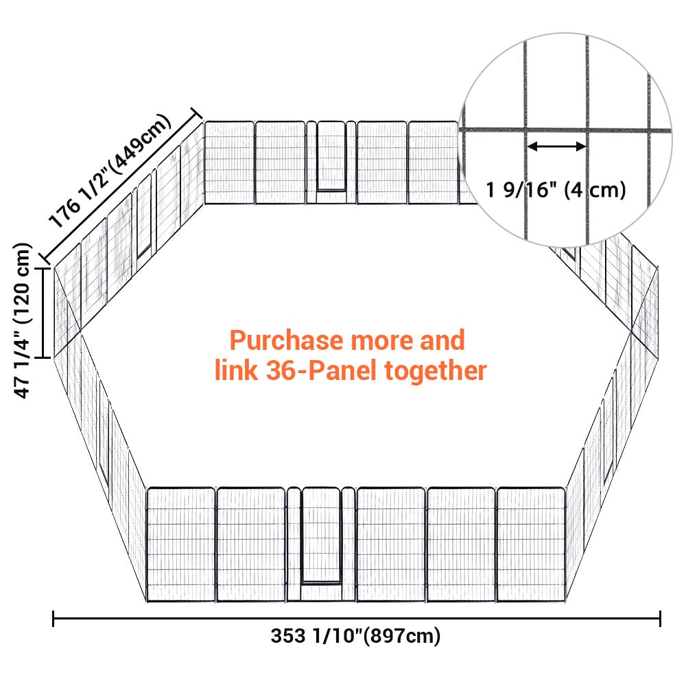 Yescom Heavy Duty Dog Playpen 48" Tall 36-Panel Puppy Pen Metal