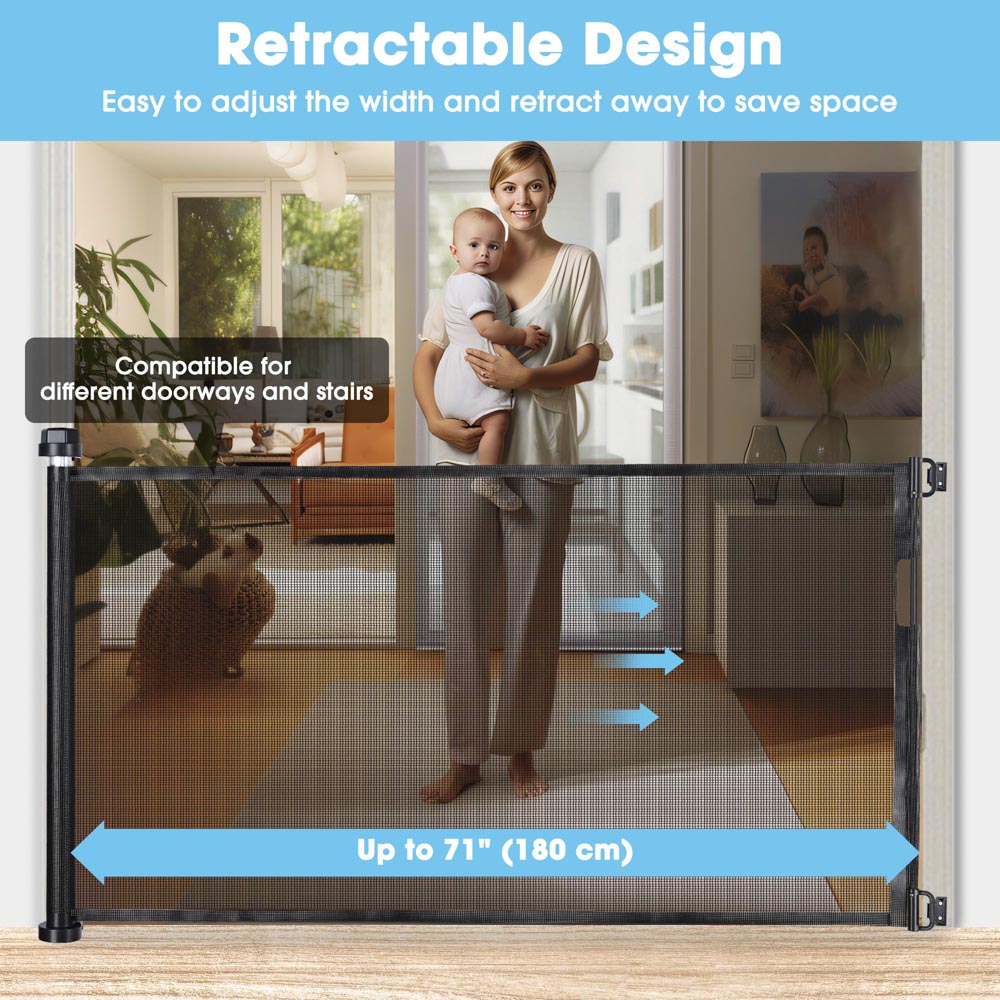 Yescom Retractable Dog Gate for Stairs 71"x33"