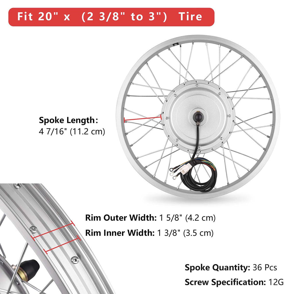 Yescom 24" Front Wheel Electric Bicycle Motor Kit 36v 750w