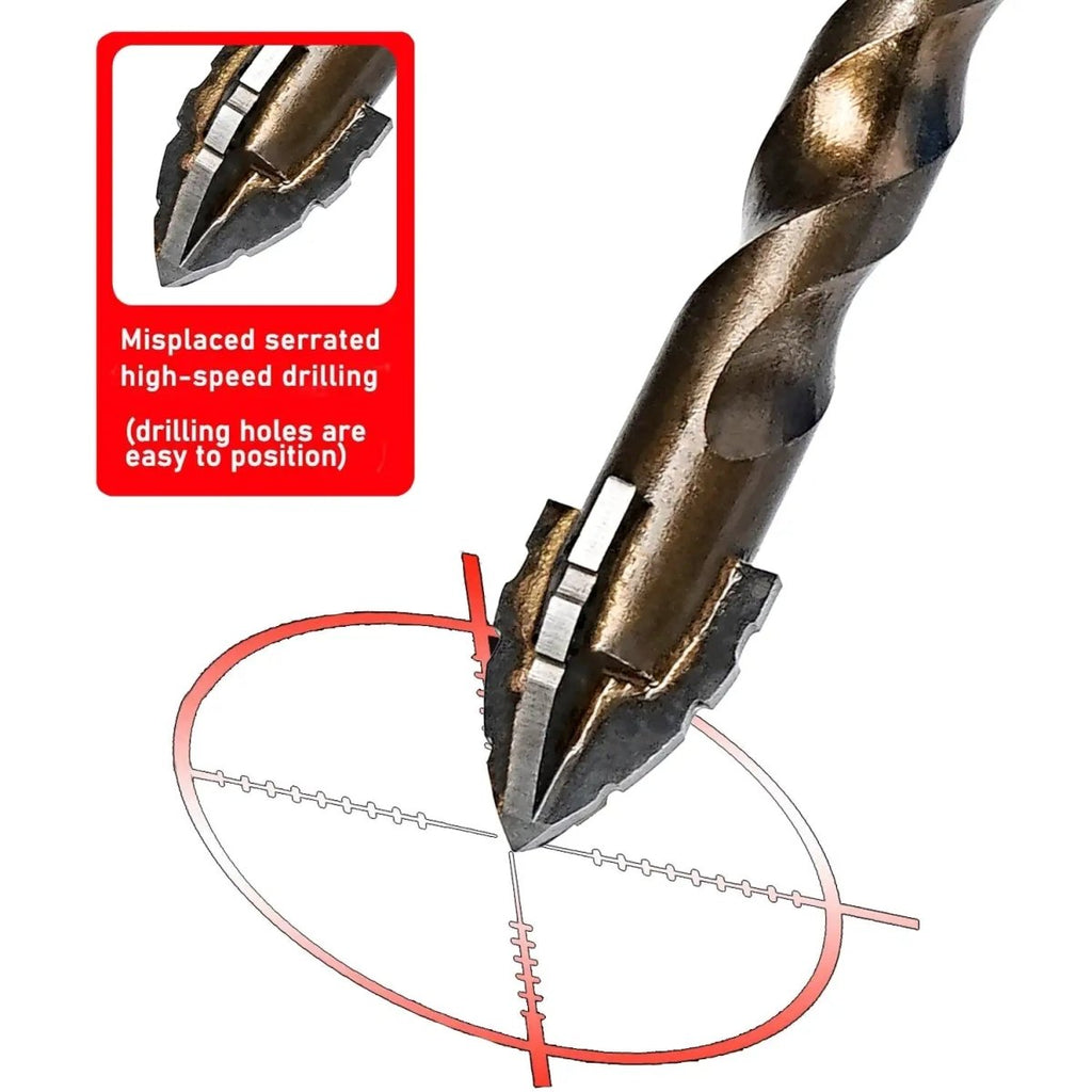 10PCS High-Strength Eccentric Twist Drill Bit,New Four-FluteSawtooth Eccentric Drill Bit,Multifunction Drill Bit Set(5/6/8/10/12)