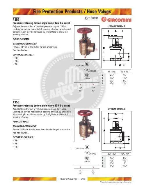 2-1/2" Standpipe Hose Valve Ab T-Bt Fire Protection