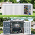 10'x20' Plus Upgraded Metal Shed with Double Front Doors & Side Entry Door
